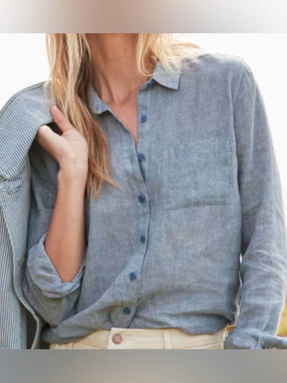 Garnet Hill 100% Easy Linen Button Down Shirt